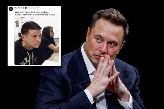  Elonas Muskas vėl demonstruoja savo anitukrainietiškas pažiūras.