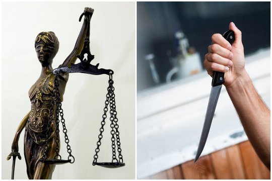  Teisingumo deivė Temidė, peilis.