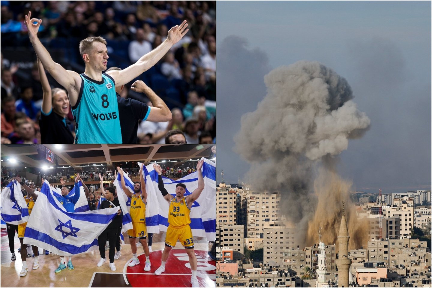  Dėl įvykių Izraelyje atšauktos „Wolves“ Europos taurės rungtynės Tel Avive, neįvyks ir vienas Eurolygos mačas<br> lrytas.lt koliažas