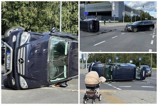 Vilniuje susidūrė du automobiliai: avarijos metu nukentėjęs kūdikis ir moteris išgabenti į ligoninę