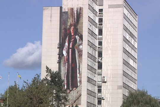 Ukrainiečių stiprybei dedikuota neofreska: papuošė Vilniaus centrą