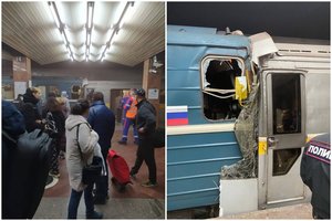Maskvos metro susidūrė du traukiniai: pranešama apie sužeistuosius