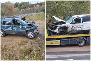 Po dviejų automobilių susidūrimo Lentvaryje į ligoninę nuvežti 3 žmonės