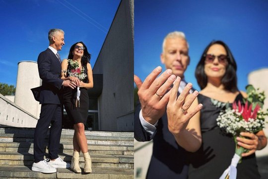 Žvaigždžių treneris T. Pocius vedė radijo laidų vedėją I. Kakariekaitę: baltą suknelę pakeitė juoda