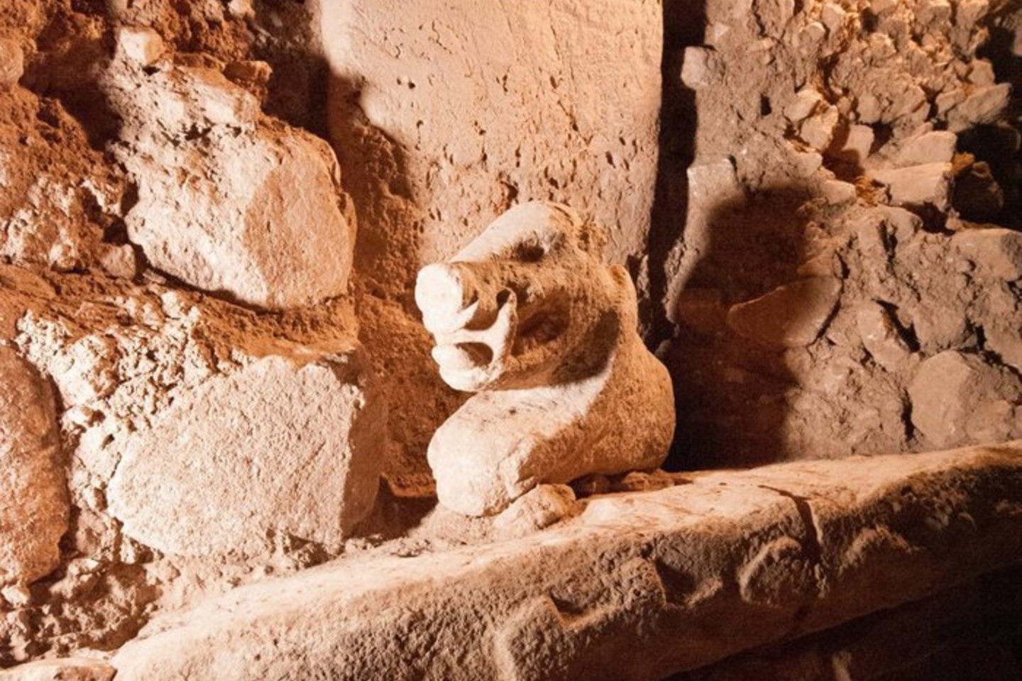  Iš kalkakmenio iškalta šerno statula, rasta Gobekli Tepėje, datuojama 8700–8200 m. pr.m.e.<br> M. Kinzel nuotr.