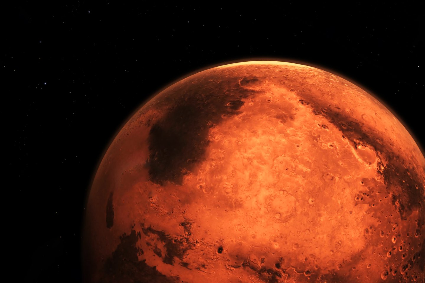 NASA zondo „InSight“ užfiksuotas 4,7 balo stiprumo drebėjimas buvo milžiniško tektoninio aktyvumo Marso plutoje rezultatas.<br>123rf iliustr.