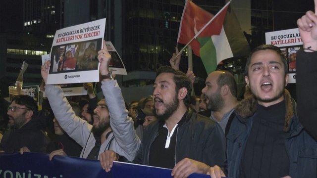 Prie JAV Kongreso – dešimtys protestuotojų: šūksniais ir plakatais ragina nutraukti ugnį Gazos Ruože