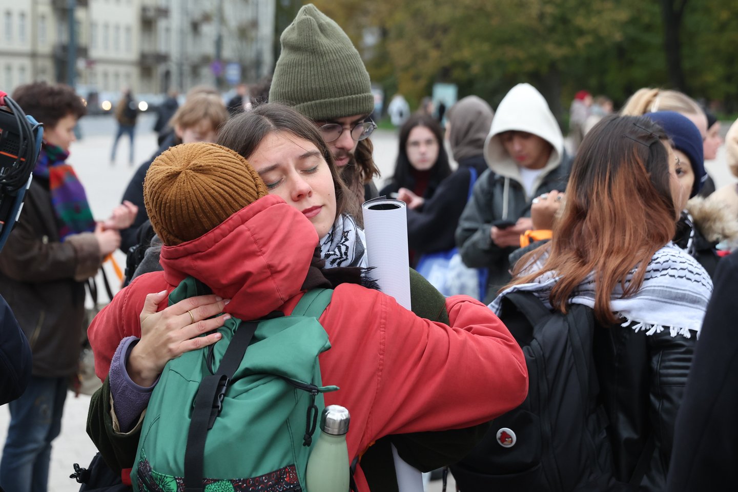 Vilniuje ketvirtadienį kelios dešimtys žmonių susirinko į eiseną, skirtą išreikšti solidarumą su Palestinos žmonėmis.<br> R.Danisevičiaus nuotr.