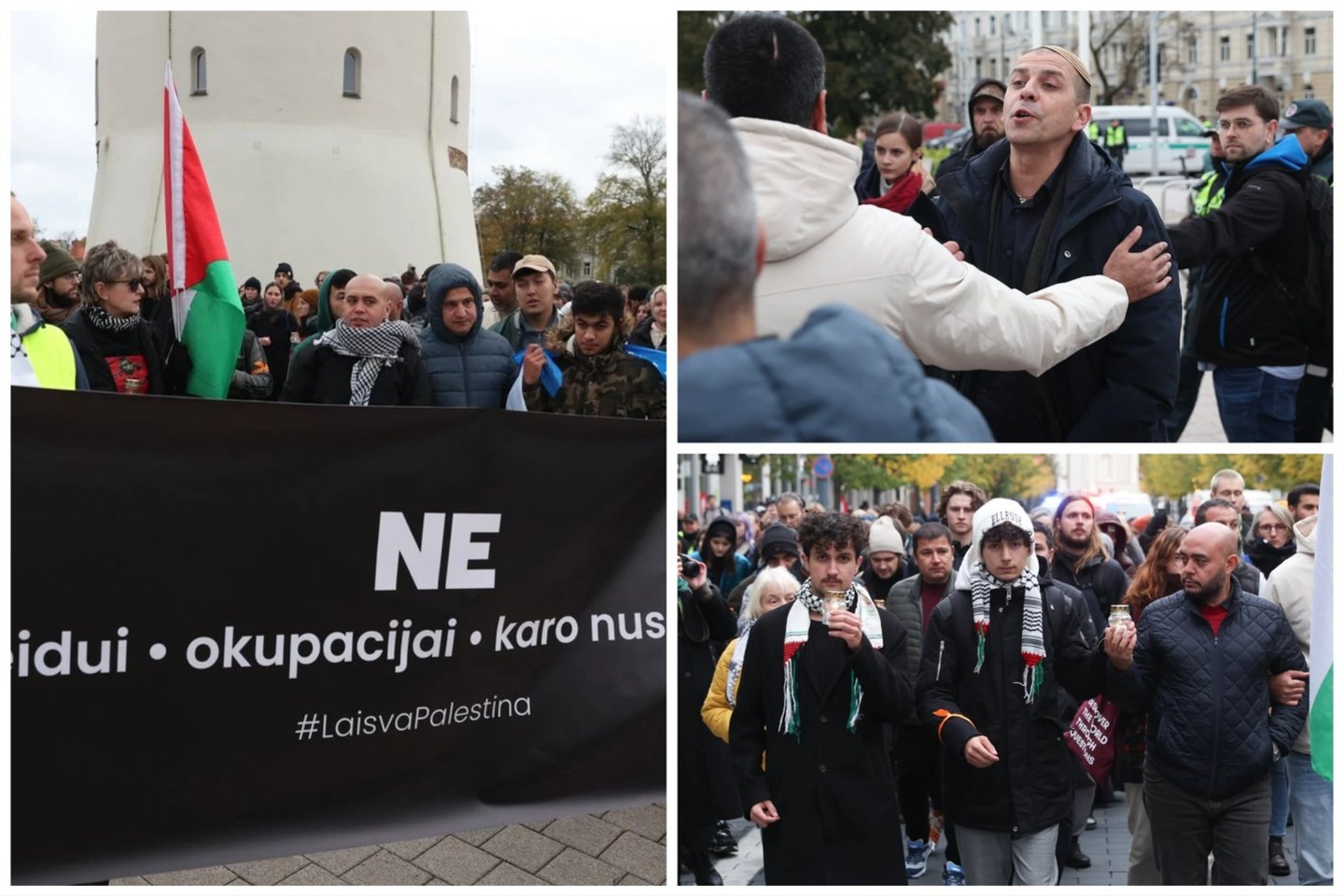 Vilniuje ketvirtadienį kelios dešimtys žmonių susirinko į eiseną, skirtą išreikšti solidarumą su Palestinos žmonėmis.
