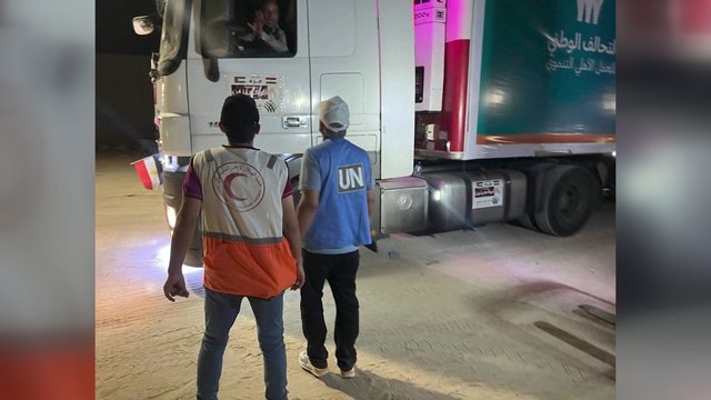 Iš Egipto į Rafaho pasienio postą pristatyta humanitarinė pagalba
