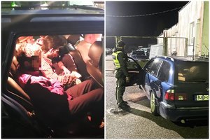 Latvis automobiliu BMW per Lietuvą į Vakarų Europą gabeno 5 migrantus – kelionę nutraukė pasieniečiai