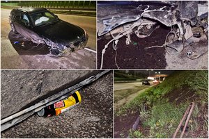 Vilniuje didžiuliu greičiu BMW lėkęs girtas kelių erelis rėžėsi į du automobilius ir žnektelėjo už 100 metrų nuo avarijos vietos