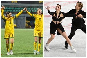 Lietuvos sporto savaitė: pirmasis futbolininkių taškas, didžiausias ledo šokėjų laimėjimas ir NBA sezono atidarymas