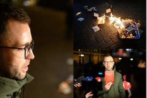 Knygas prie Seimo deginęs T. V. Raskevičius mano, kad I. Šimonytė ir Vyriausybė nebeturi pasitikėjimo