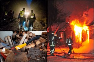 Vilkaviškio rajone – siaubo filmą primenantis išpuolis: sužvėrėjęs pensininkas po smūgių kirviu padegė namą su savo aukomis