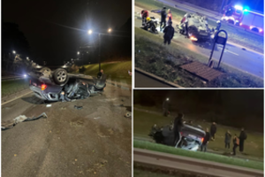 Vilniuje BMW vertėsi ant stogo: įtariama, jog vairuotojas – girtas