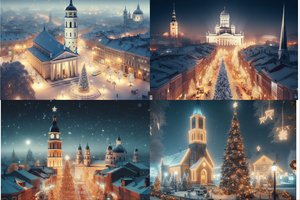 Didžiausių Lietuvos miestų Kalėdos – dirbtinio intelekto akimis: štai kaip DI įsivaizduoja žiemos švenčių laukimą