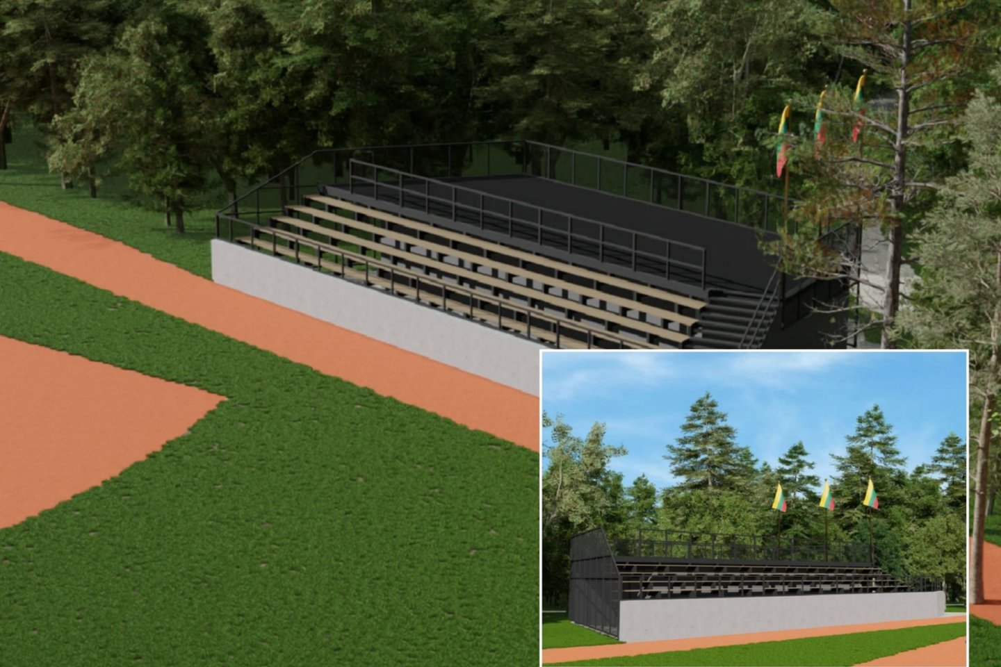 Baltupių mikrorajone miškingame Jomanto parke apleistas stadionas bus pritaikytas beisbolo sportui.<br>Lietuvos beisbolo asociacijos vizual. 