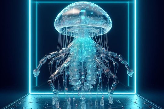  Kiborgė medūza su „plaukimo kepuraite“ ir elektrine varomąja sistema gali plaukti keturis kartus didesniu greičiu nei natūralus jos greitis (asociatyvinė iliustr.)