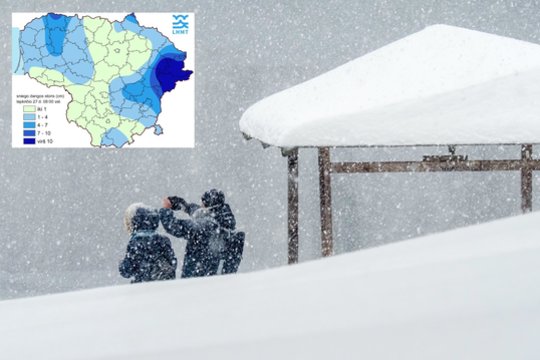 Lietuvos hidrometeorologijos tarnyba praneša, kad po praėjusią savaitę Lietuvą apgaubusių žiemiškų orų sniego danga kai kur jau siekia ir 15 cm.