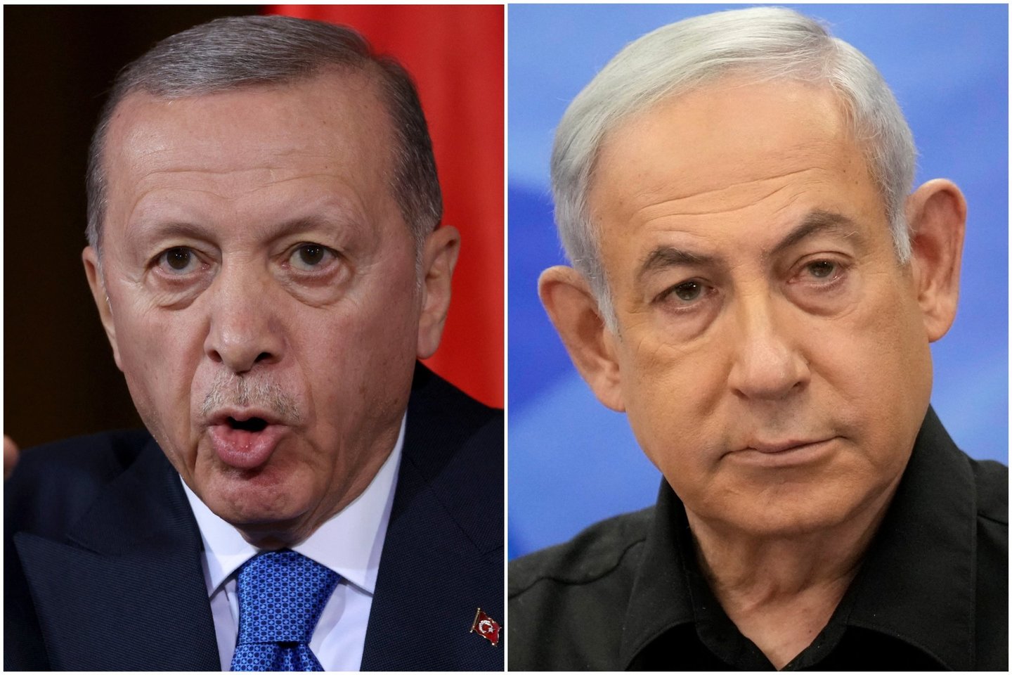 R. T. Erdoganas pavadino B. Netanyahu „Gazos skerdiku“.<br>Lrytas.lt koliažas.