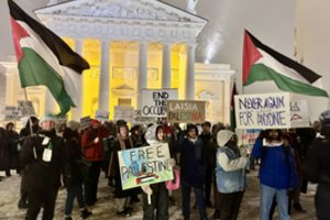 Minint solidarumo su Palestinos tauta dieną, Vilniuje vyksta protesto akcija: Lietuvos Vyriausybę kaltino dviveidiškumu