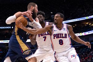 Galingai su Z. Williamsonu žaidęs J. Valančiūnas nukalė pergalę prieš nė karto mače nepirmavusią „76ers“