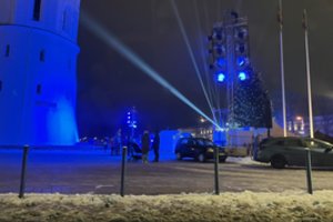 Vilniečiai fiksavo netikėtai Katedros aikštėje sužibusią Kalėdų eglę