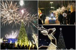 Jonavoje sužibo auksinė Kalėdų eglė: miestas paniro į magišką pasakų pasaulį