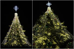 Visaginas įžiebė magiško grožio Kalėdų eglę – tikra karalienė