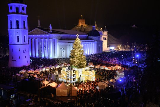 Vilniuje įžiebta Kalėdų eglė.<br>V.Skaraičio nuotr.