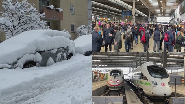 Gausus sniegas paralyžiavo Miuncheną: sutrikdė oro uosto ir geležinkelių darbą