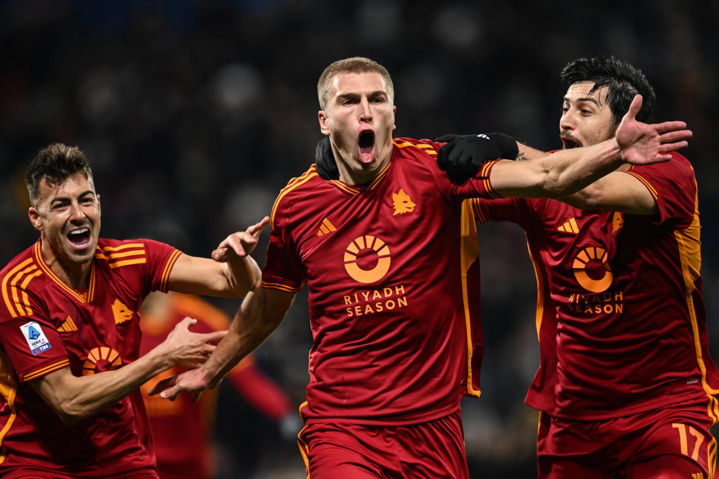 Rasmuso Kristenseno įvartis lėmė pergalę „Roma“ klubui.<br> AFP/Scanpix nuotr.