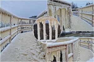 Užfiksavo tikrą varveklių karalystę Jurbarko r.: vaizdas – lyg iš pasakos