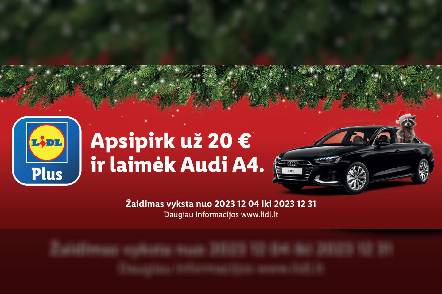 Kiekvienas, bet kurioje „Lidl“ parduotuvėje apsipirkęs bent už 20 Eur, kasoje nuskenavęs „Lidl Plus“ programėlę ir aktyvinęs žaidimo bilietą, pretenduos laimėti naujutėlaitį automobilį – „Audi A4“.
