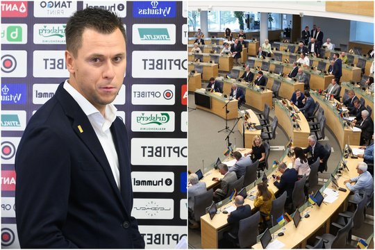 E.Stankevičius (kairėje) pasigedo išpildytų Seimo narių pažadų.
