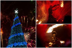 Naujojoje Akmenėje – karštas Kalėdų eglės įžiebimas: suspindo perlais švytinti žaliaskarė