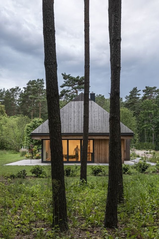 Pagrindinis šeimos namo Druskininkuose, kurį sukūrė lietuvių architektas Laurynas Žakevičius, įkvėpimo šaltinis buvo vietovė ir regiono etnografinio kluono motyvas.<br>Leono Garbačausko nuotr.