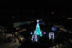 Elektrėnų marių pasaką vainikavo sužibusi Kalėdų eglutė: šviesos instaliacijos leido pasijusti lyg akvariume