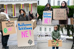 Daukanto aikštėje – demonstracija dėl naktinių taikiklių įteisinimo medžioklėje: prezidento prašo vetuoti Seimo sprendimą