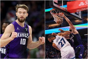 Įspūdingas D. Sabonio šou: lietuvis surinko trigubą dviženklį ir sugrūdo kamuolį per R. Gobert'ą