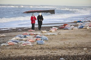 Laivas per audrą prie Danijos krantų pametė daugiau kaip 40 konteinerių