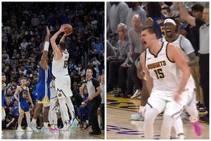 N. Jokičiaus pergalingas metimas beveik nuo vidurio aikštės išplėšė „Nuggets“ pergalę prieš „Warriors“ 