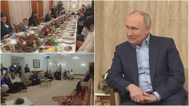 Paviešino, kaip V. Putinas šventė stačiatikių Kalėdas: su žuvusių kareivių šeimomis bendravo per atstumą