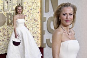 „Auksiniuose gaubliuose“ akys krypo į 55-erių G. Anderson įvaizdį: suknelę puošė lytiniai organai