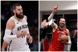 Šmaikštavęs, komandos draugą gyręs ir žaisiantis „kol kvėpuos“ J. Valančiūnas: „Tai kainavo mano trigubą dublį“