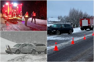 Kauno regione siautusi pūga atnešė nemažai rūpesčių: automobiliai lėkė į griovius, virto medžiai, sniege įstrigo greitosios brigada