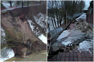 Nuošliauža Tauragėje per naktį dar padidėjo, grėsmė iškilo netoliese esančiam pastatui