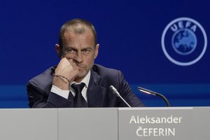 UEFA prezidentas A. Čeferinas apkaltino Ukrainą ir pragydo pagal rusišką dūdelę: „Rusijos sportininkai yra aukos“