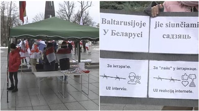 Solidarumo akcija Vilniuje: dešimtys siekė atkreipti dėmesį į režimo persekiojimus Baltarusijoje